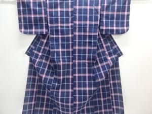 無形文化財　正藍阿波しじら格子織出し着物